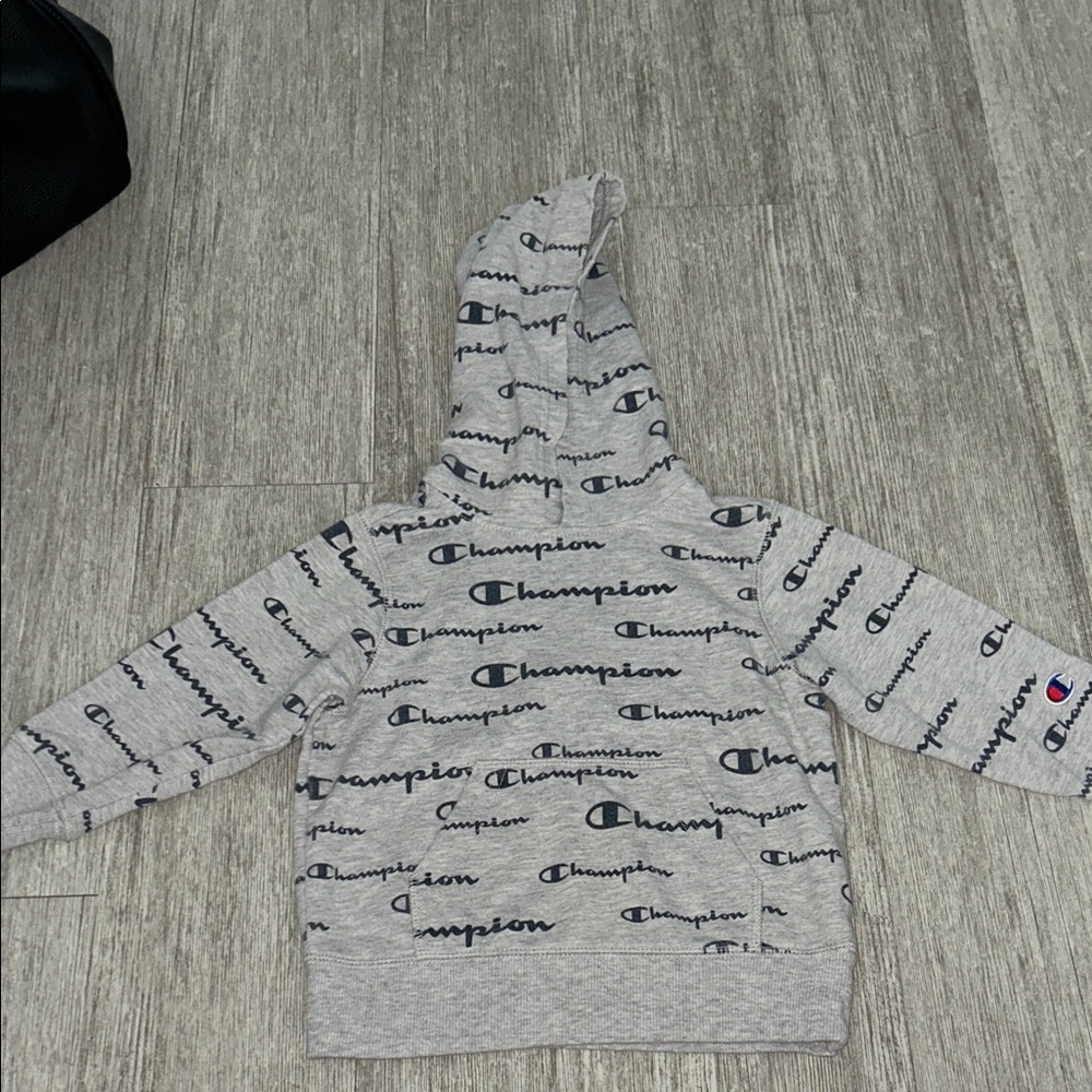Champion Heather Gray All-Over Logo Hoodie